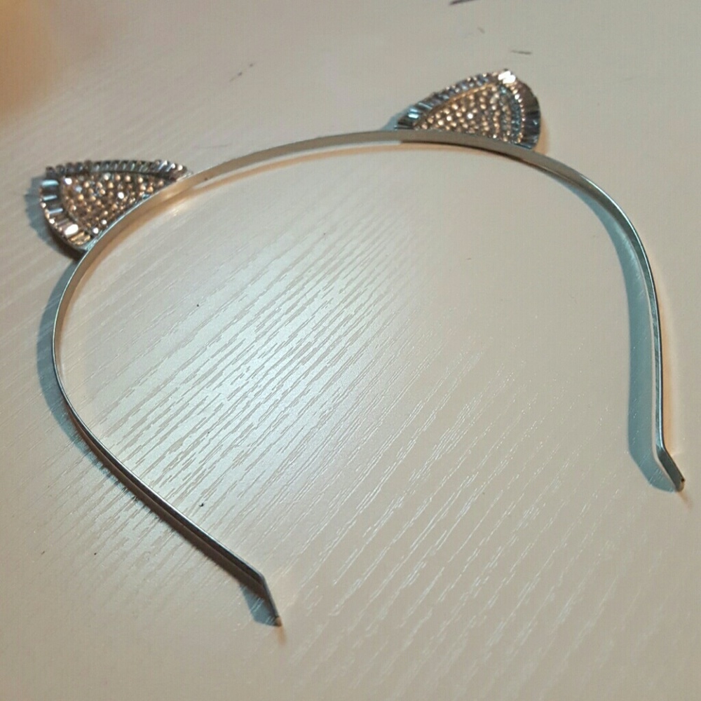 Metal, silver cat ear headband